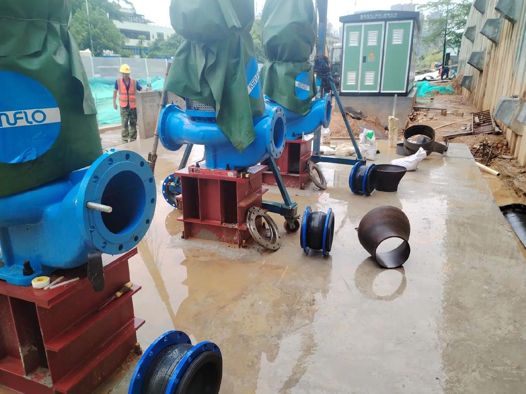 市政污水泵站无堵塞排污泵安装现场