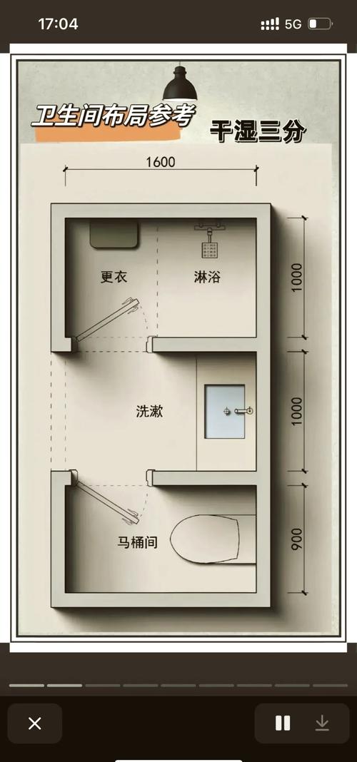 小户型三分离卫生间布局尺寸图