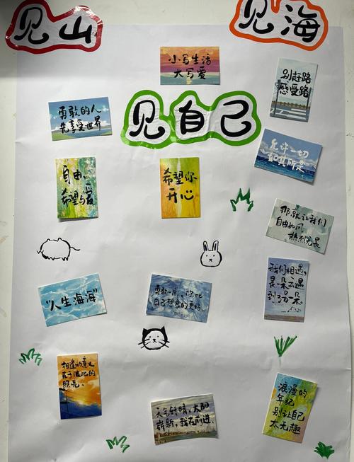 初中教室墙面贴满学生手写便签和手绘作品的角落
