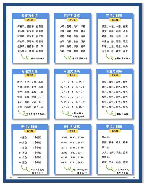 中小学课堂专注力提示卡设计示例