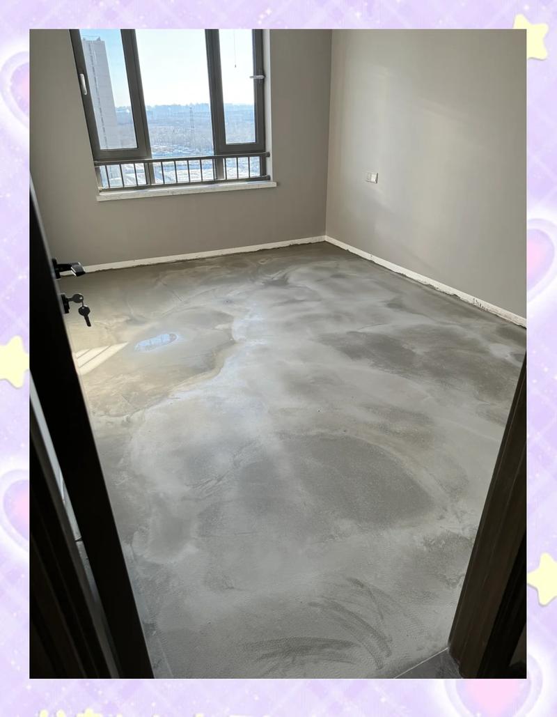 家装石膏自流平施工完成现场图