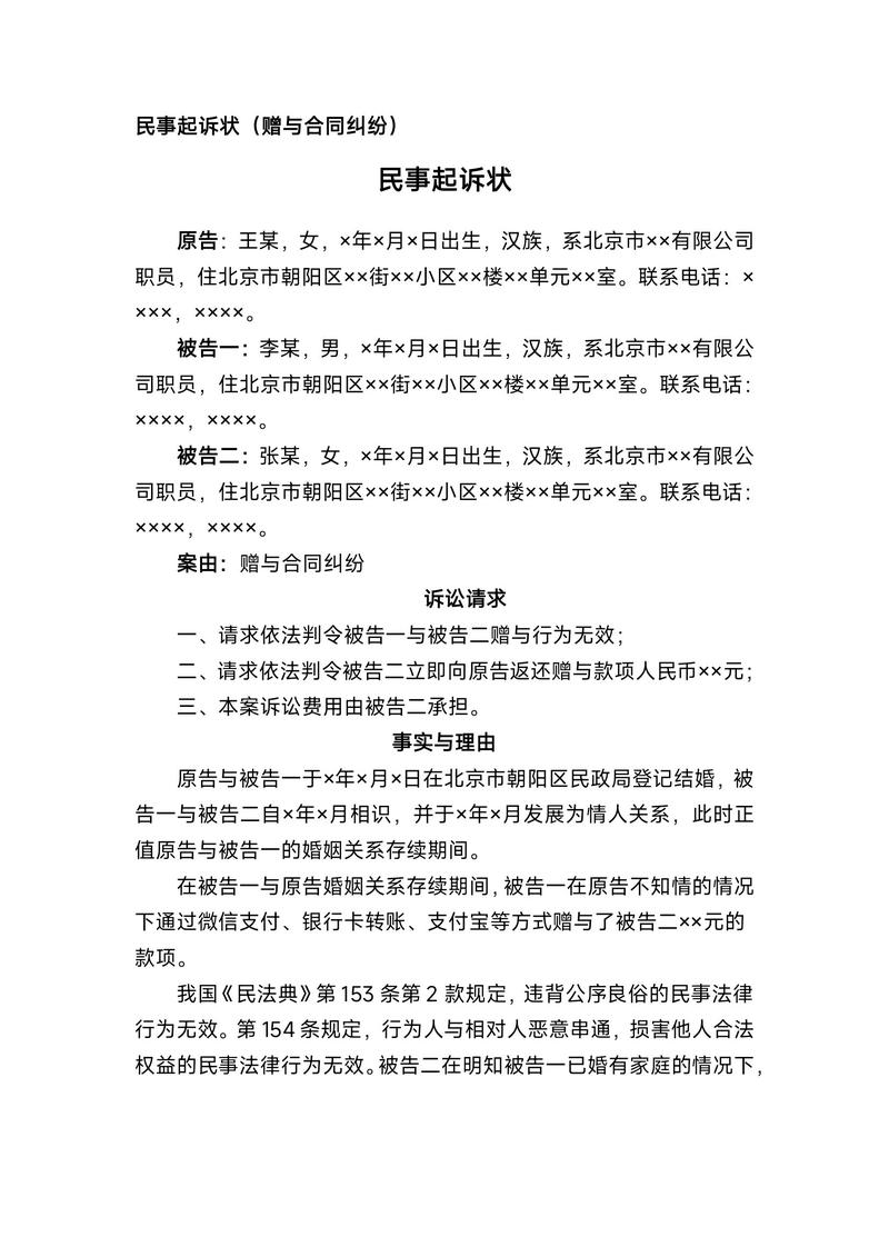 夫妻共同财产赠与第三者诉讼判决书实拍