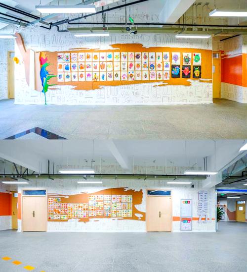 小学走廊学生手绘美育作品展示墙