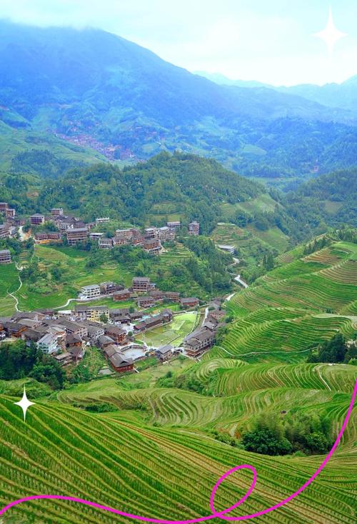 龙脊梯田少数民族村寨石板路巷景观