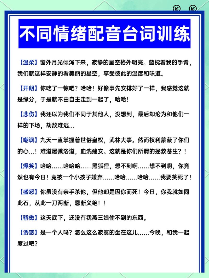 配音练习逐句标注错误文本示例