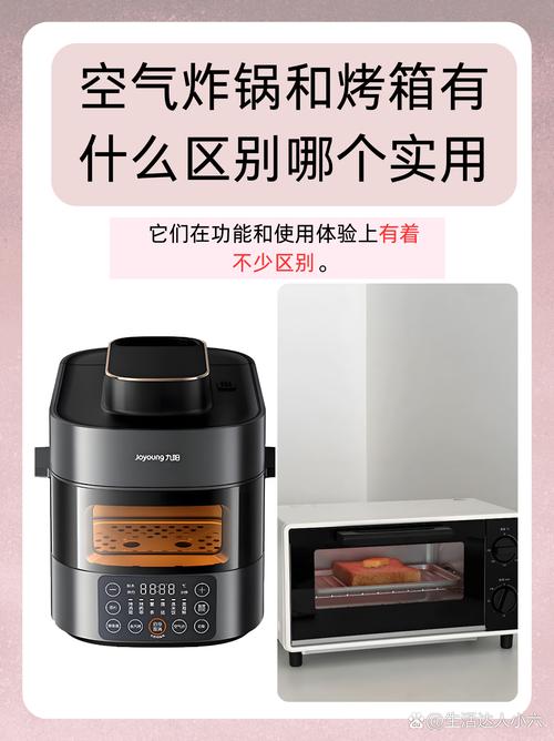 空气炸锅与烤箱并排放在厨房台面，占地对比