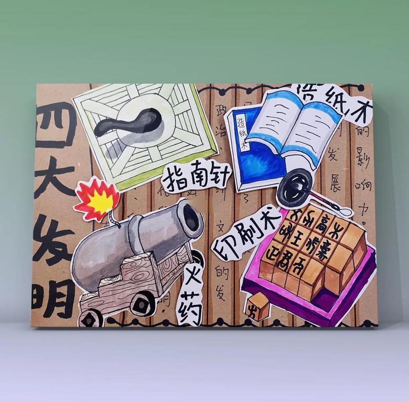 古代四大发明生活化场景手绘