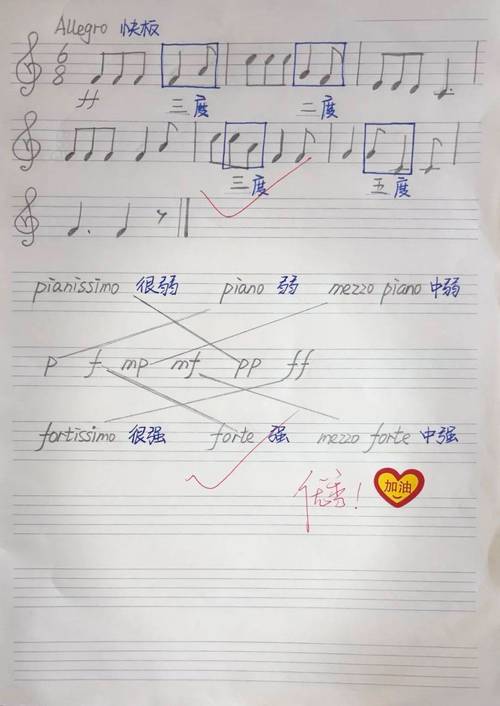 小学生手写音符全音符五线谱作业纸