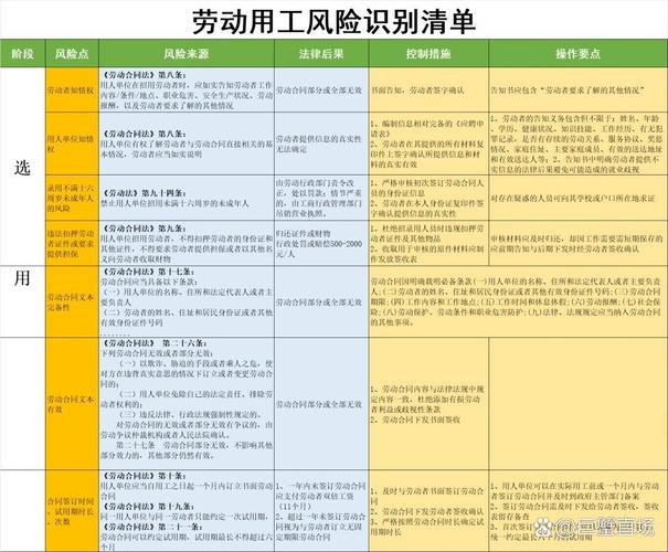 劳动用工合规检查风险点汇总图