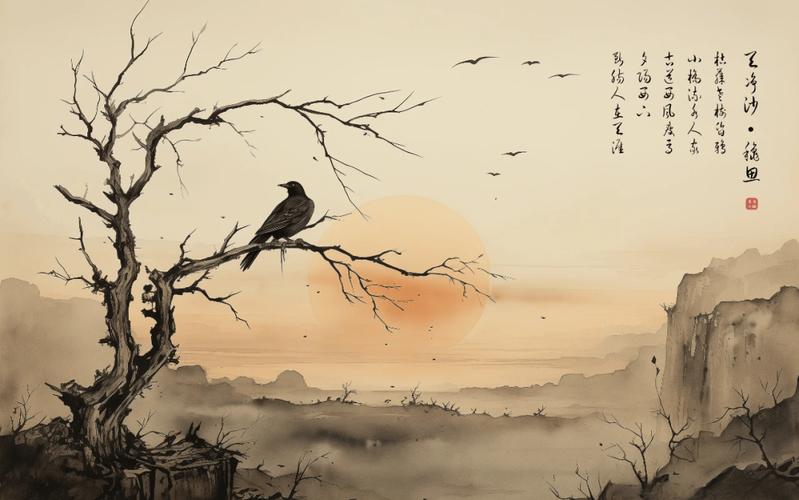 枯藤老树昏鸦意境画面教学示意图