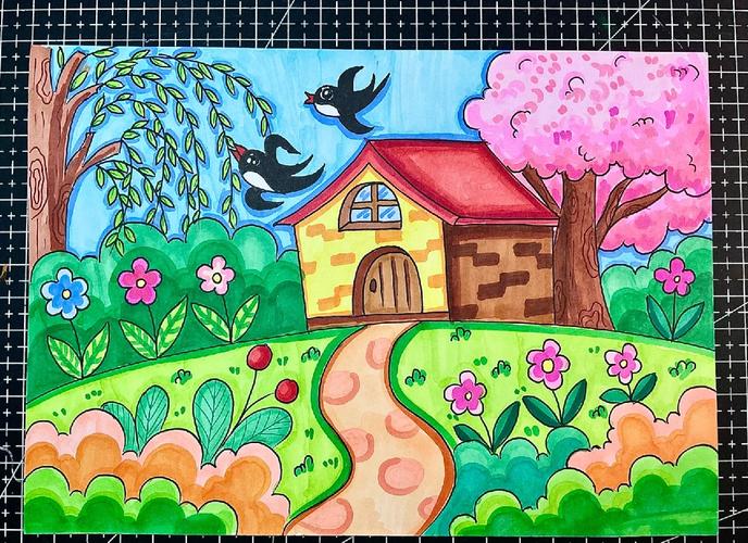 小学生spring主题创意绘画作业展示