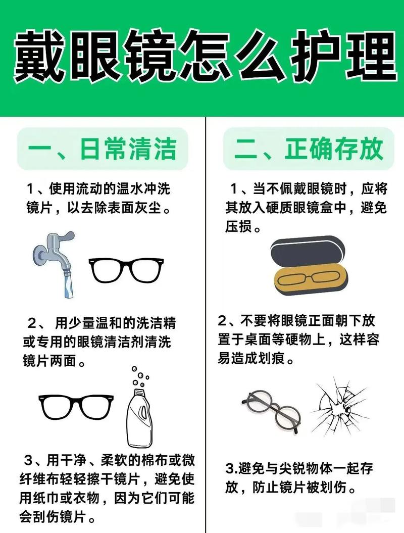 正确清洁防护眼镜步骤演示图
