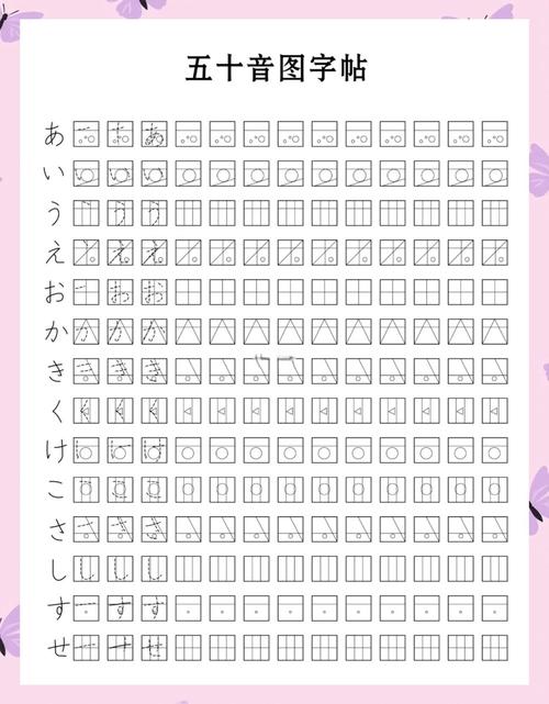日语假名书写练习纸模板