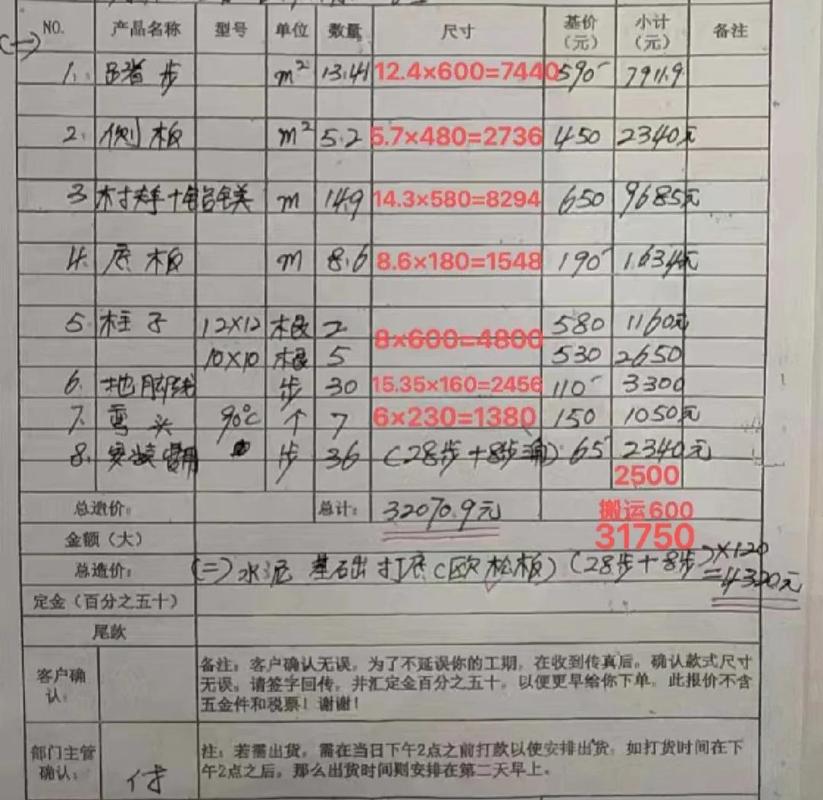 跃层装修楼梯预算清单表格
