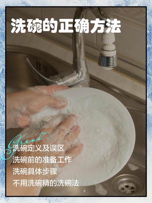 家庭厨房流水线洗碗步骤示意图