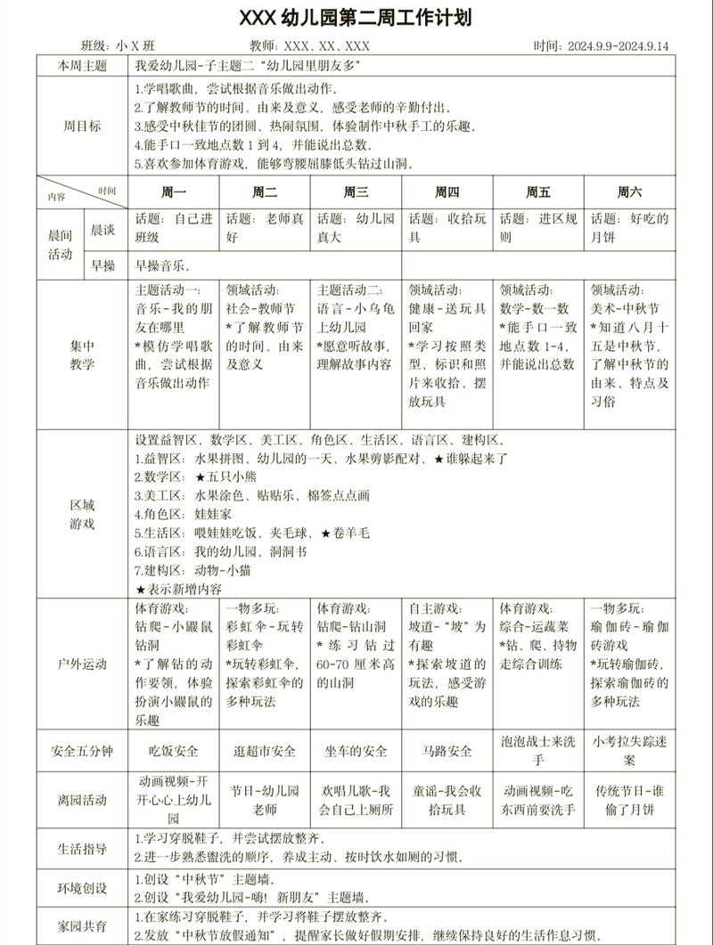 幼儿手指着自己策划的周末活动表