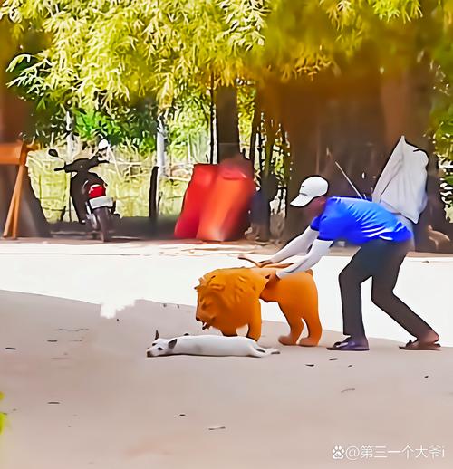 主人训狗时狗狗夹尾巴害怕的真实场景