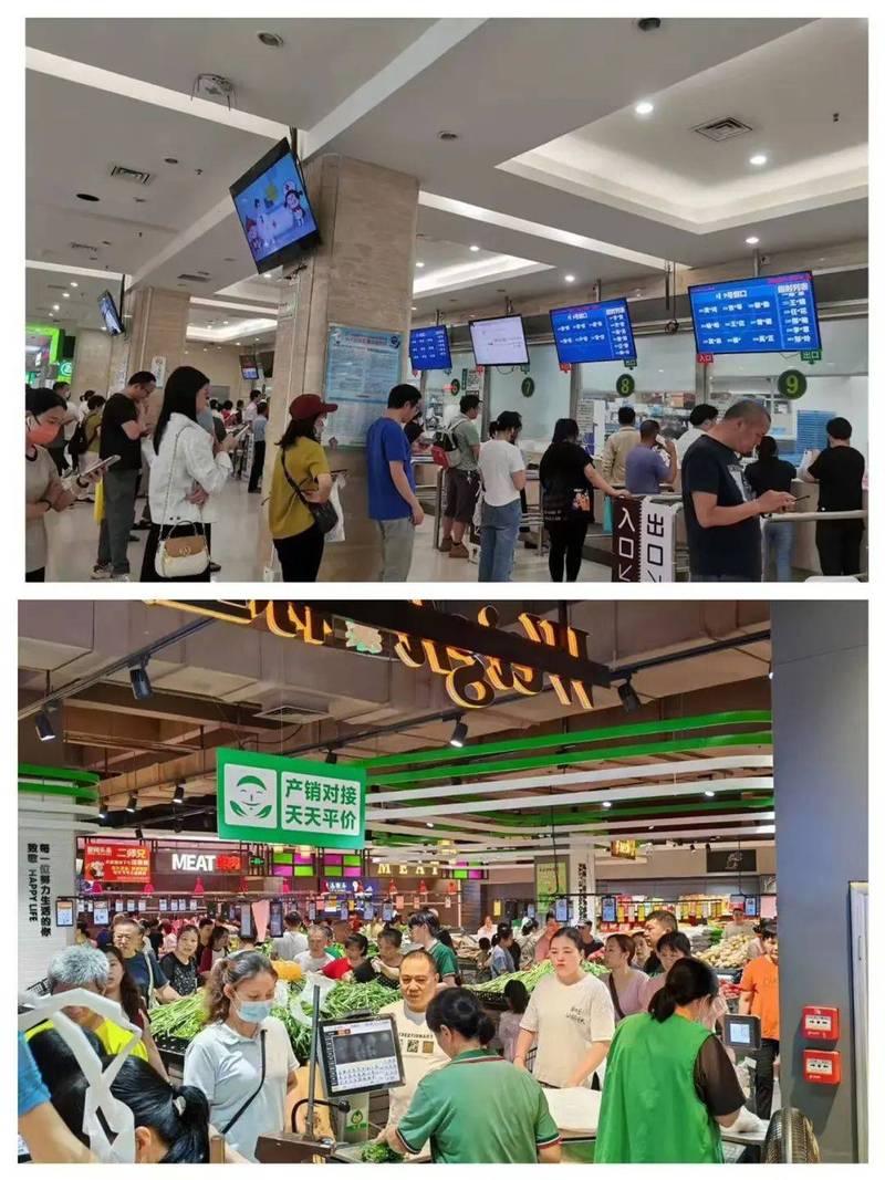苏果超市扫码购通道与人工收银台排队对比