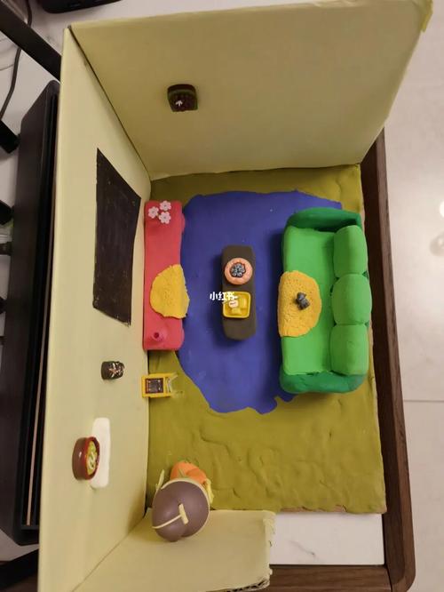 儿童客厅地面用废品手工制作场景