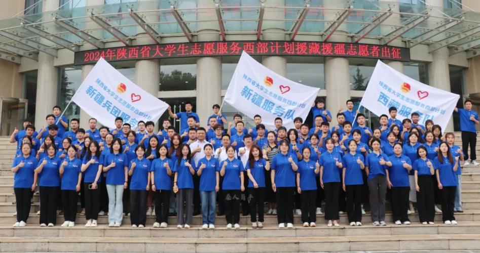 西部计划志愿者出征仪式拉横幅群体合影