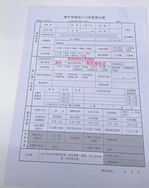 居住权登记申请表示例填写标注图