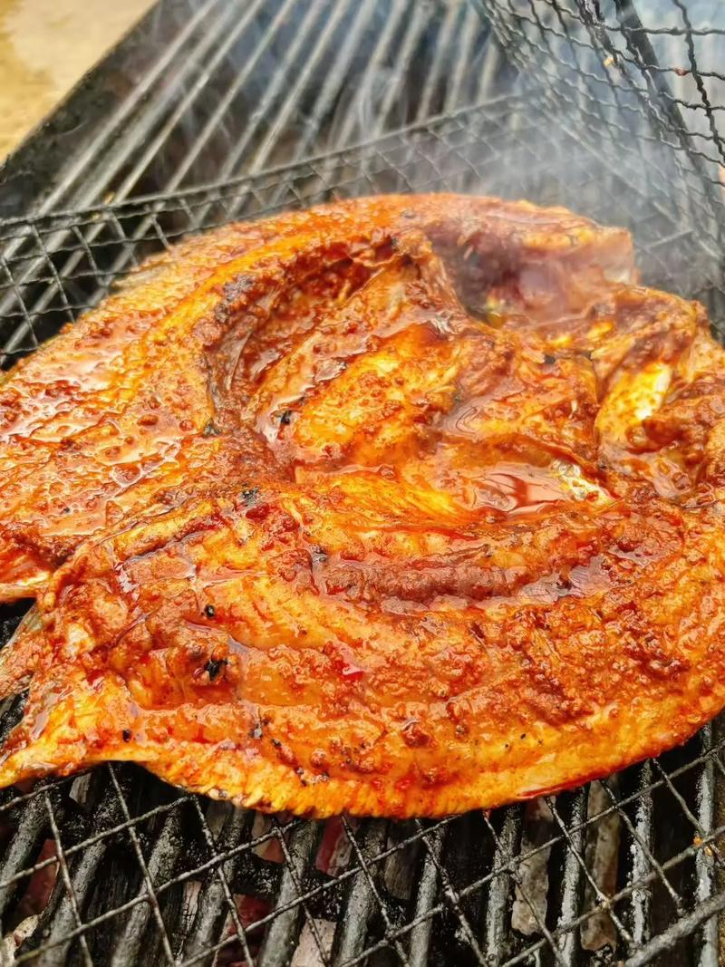 炭火烤鱼特写