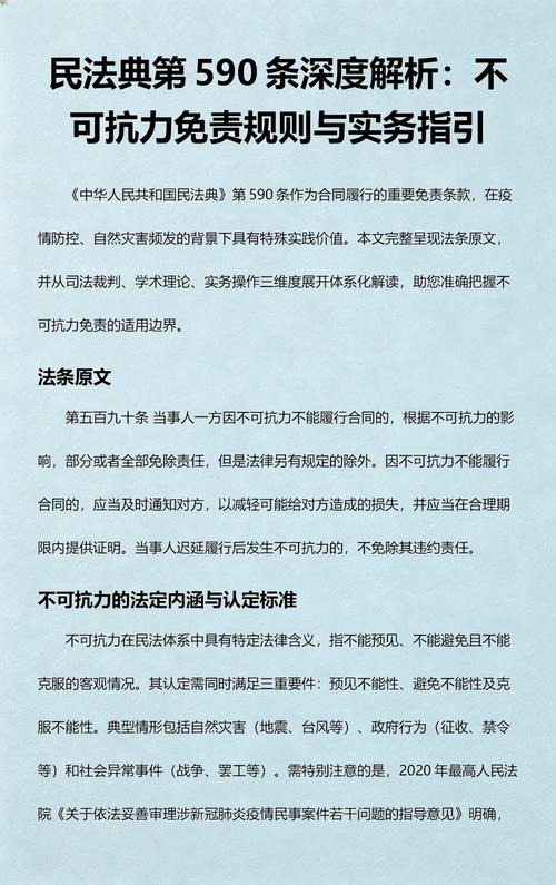 民法典不可抗力免责适用规则解读图