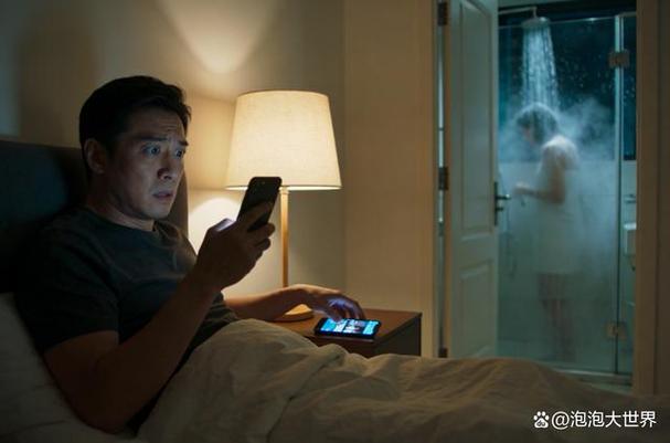 青年深夜卧室手机屏幕亮光照在脸上