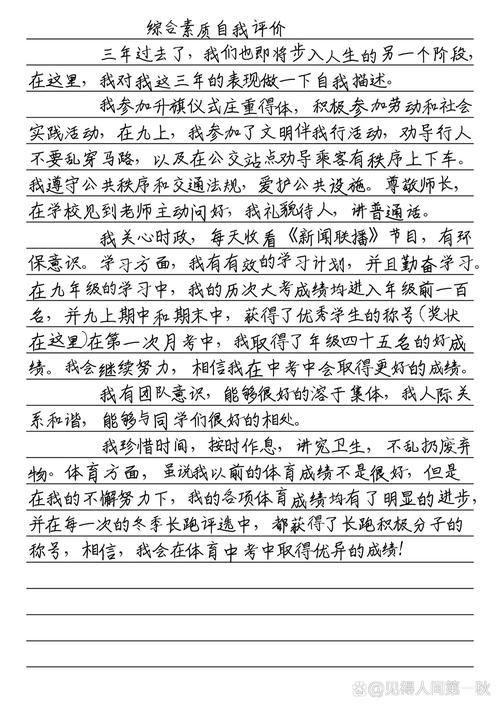 新高考综合素质评价学生自我陈述手写稿
