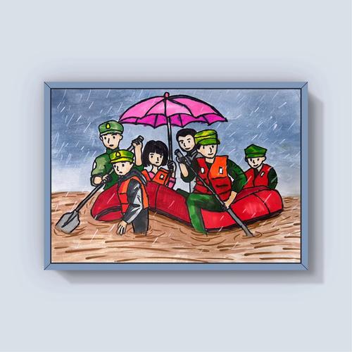 灾后儿童在临时帐篷里与志愿者一起画画