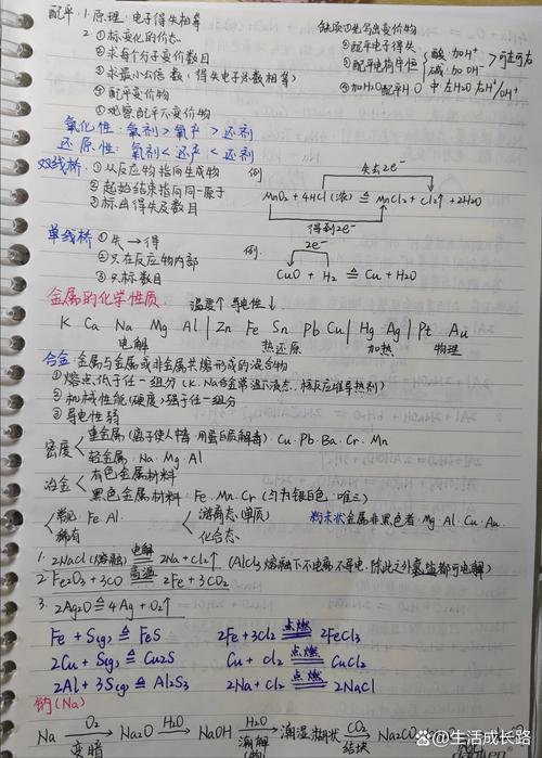 金属活动性顺序表在课桌上的手写笔记