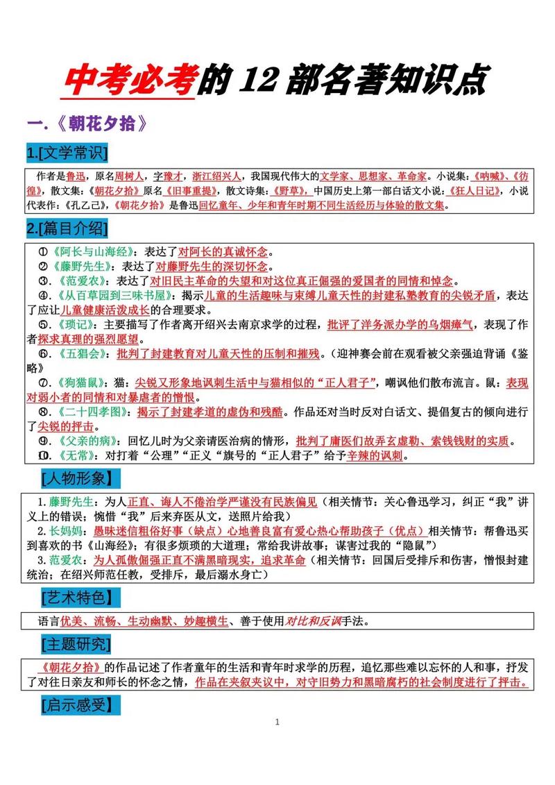 初中语文课本夹着整本书阅读考点打印页的特写