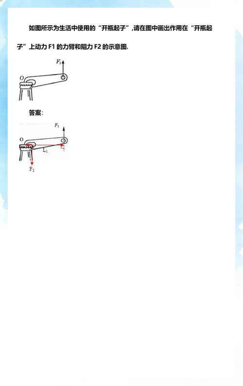 生活开瓶器杠杆力臂分解示意图