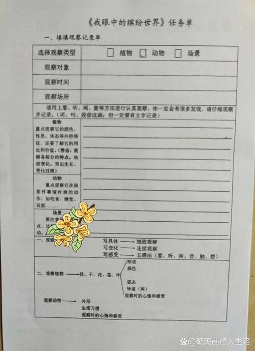 中学写作训练随堂观察记录单