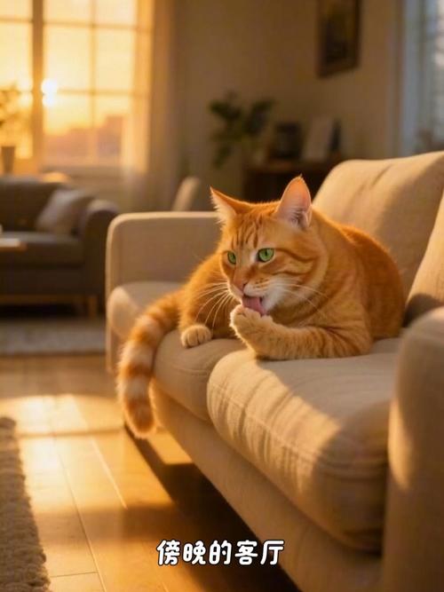 害怕噪音躲在沙发底缝隙的宠物橘猫
