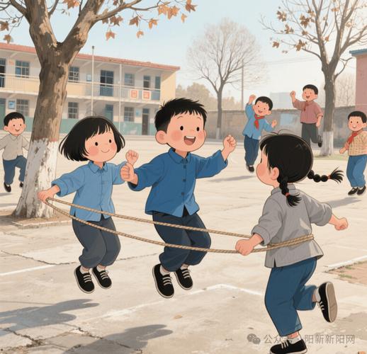 小学生大课间传统游戏滚铁环跳皮筋活动