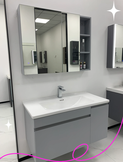 不锈钢落地浴室柜防潮细节实拍