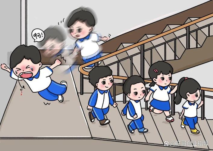小学课间走廊学生追逐打闹场景