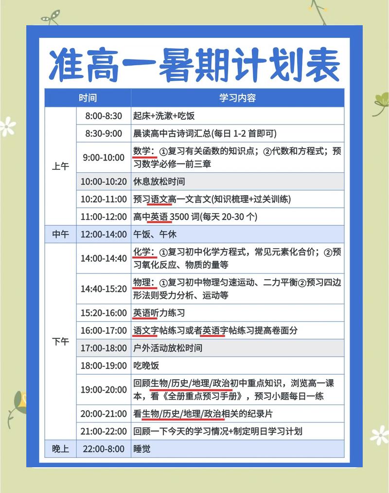 高中生填满时间的完美学习计划表