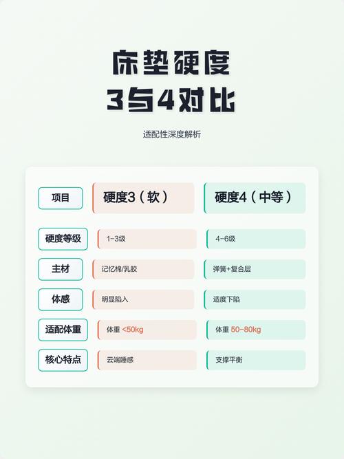 不同体重腰背适配床垫硬度参考图
