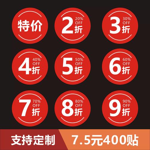 商场促销红色折扣标签与商品