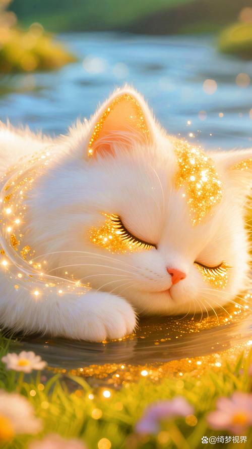 手机主屏幕图标遮挡猫咪壁纸实拍