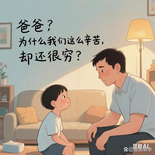 爸爸用夸张表情给孩子讲绘本的温馨场面
