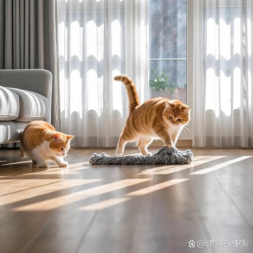五岁儿童和橘猫在客厅地板一起玩积木
