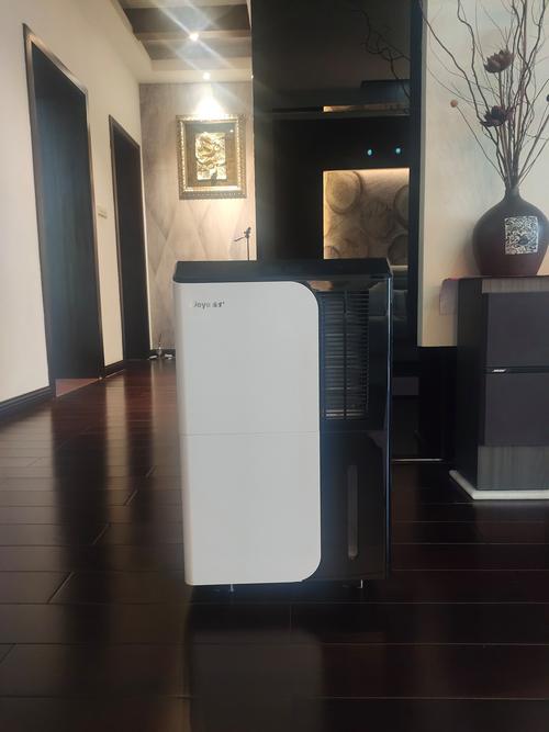 家用除湿机摆放在客厅中央运行水箱积水