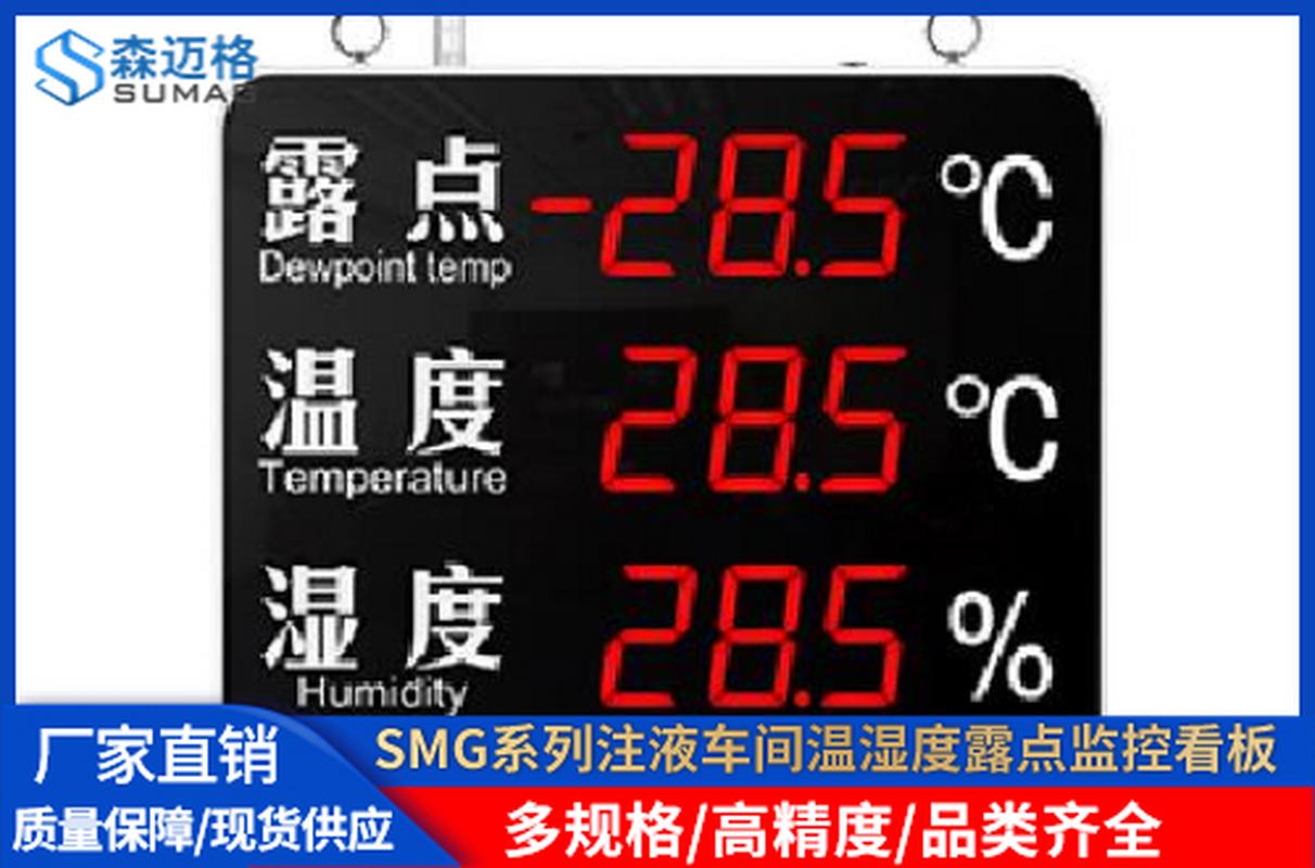工业车间湿度监控屏幕显示露点温度