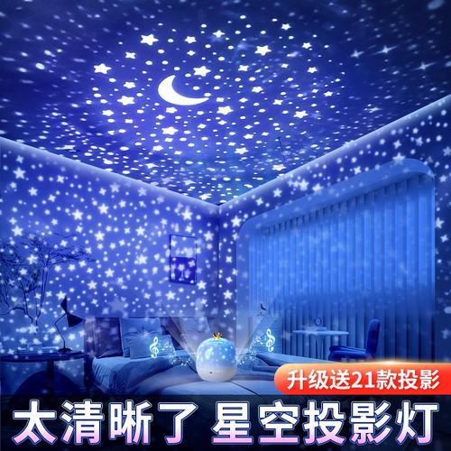 婴儿房里投影星空灯和智能摇篮实拍