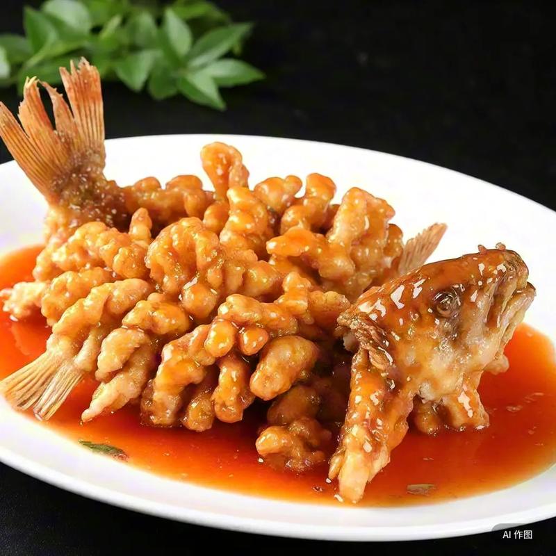 圆桌宴菜品松鼠鳜鱼特写