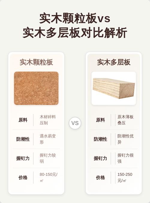 阳台柜多层实木板与颗粒板横截面对比