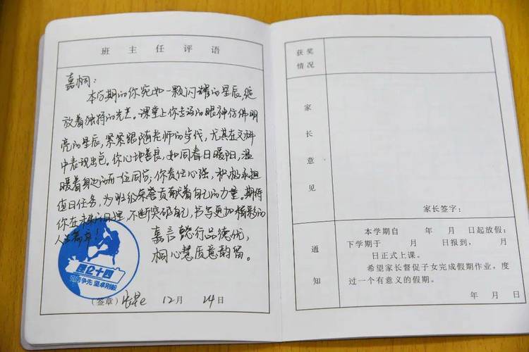 乡村中学学生成长护照内页展示